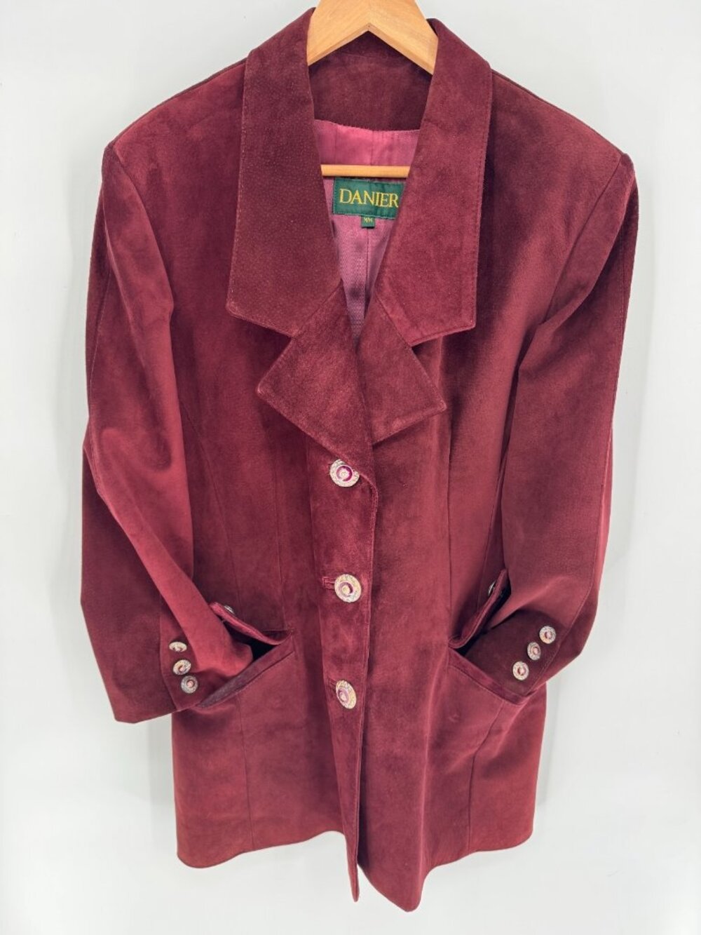 Vintage 80s Danier Canada Mahogany Red Leather Suede Jacket Blazer Coat Sz M